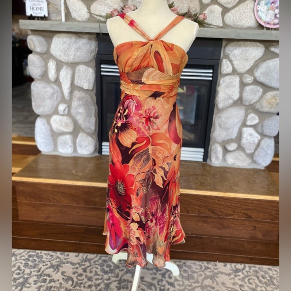 90s small-medium floral midi dress - Picture 3 of 7